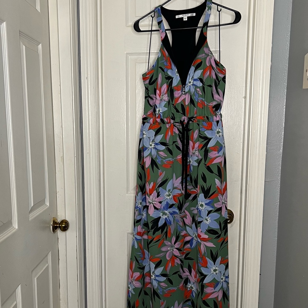 Guess Floral Maxi Dress With Pockets Size Small